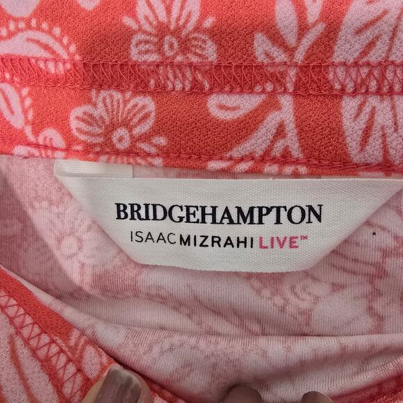 Isaac Mizrahi Women's Pull on Bridgehampton Faux Wrap Printed Skirt Coral Size L - Picture 5 of 9